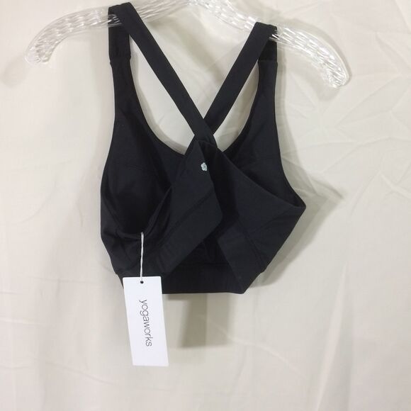 Yogaworks Womens Med Crossback Performance Sports Bra Black Removable Cups NWT - Picture 4 of 5